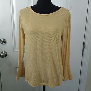 (3/$20) Loft Gold stripe shirt with bell sleeves